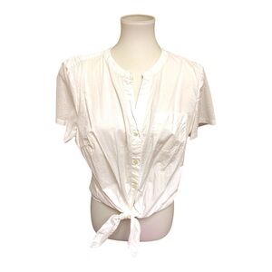 J. Crew Button Up Tie-Front White Top
